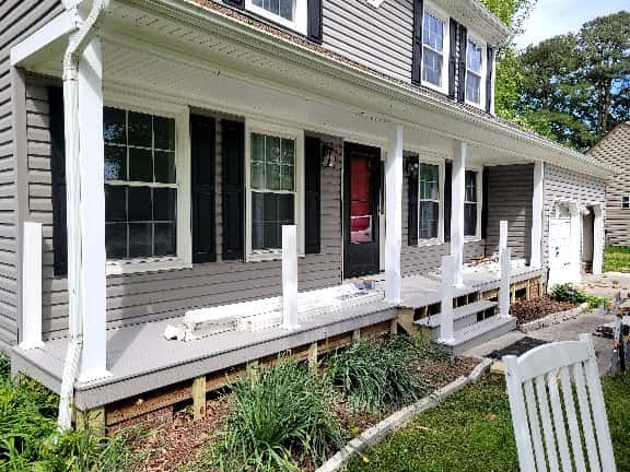 Practical Handyman Help for Virginia Beach Homes Front porch railing project by A Legacy Handyman in a local neighborhood