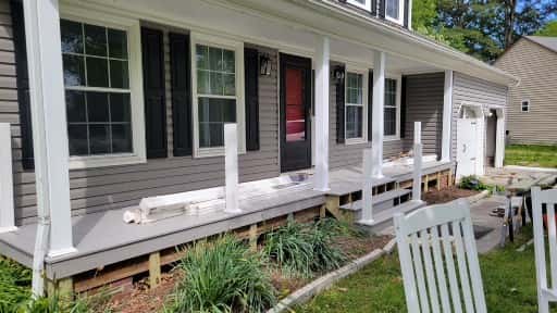 Local exterior project Front porch railing work for a local homeowner