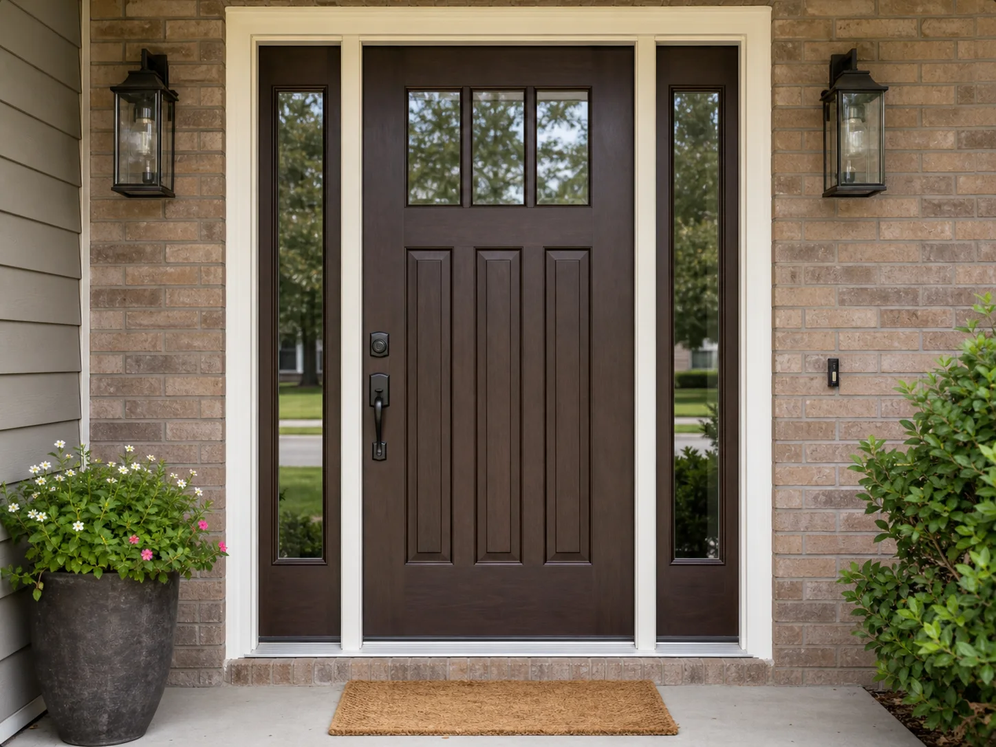 Finished wood front door installation